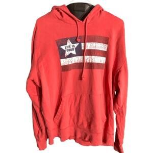 Life is Good Hoodie Men’s Large – Light Red, Flag Graphic, Casual